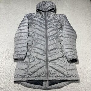 Lole Puffer Coat‎ Womens Small Gray Hooded Down Quilted Long Warm Winter Jacket